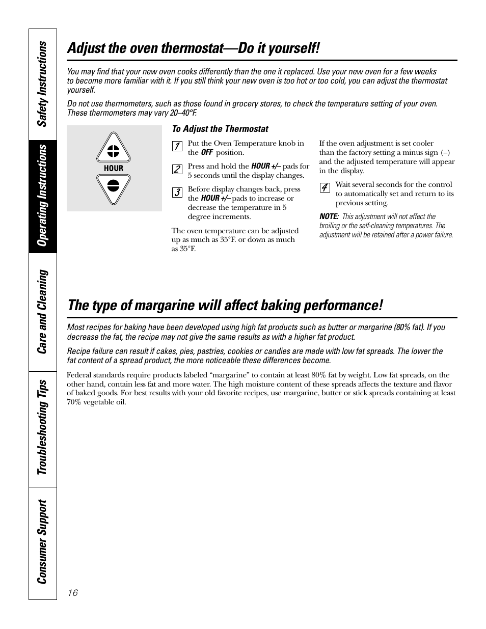 Thermostat, Adjust the oven thermostat—do it yourself | GE EER 3000 User Manual | Page 16 / 32