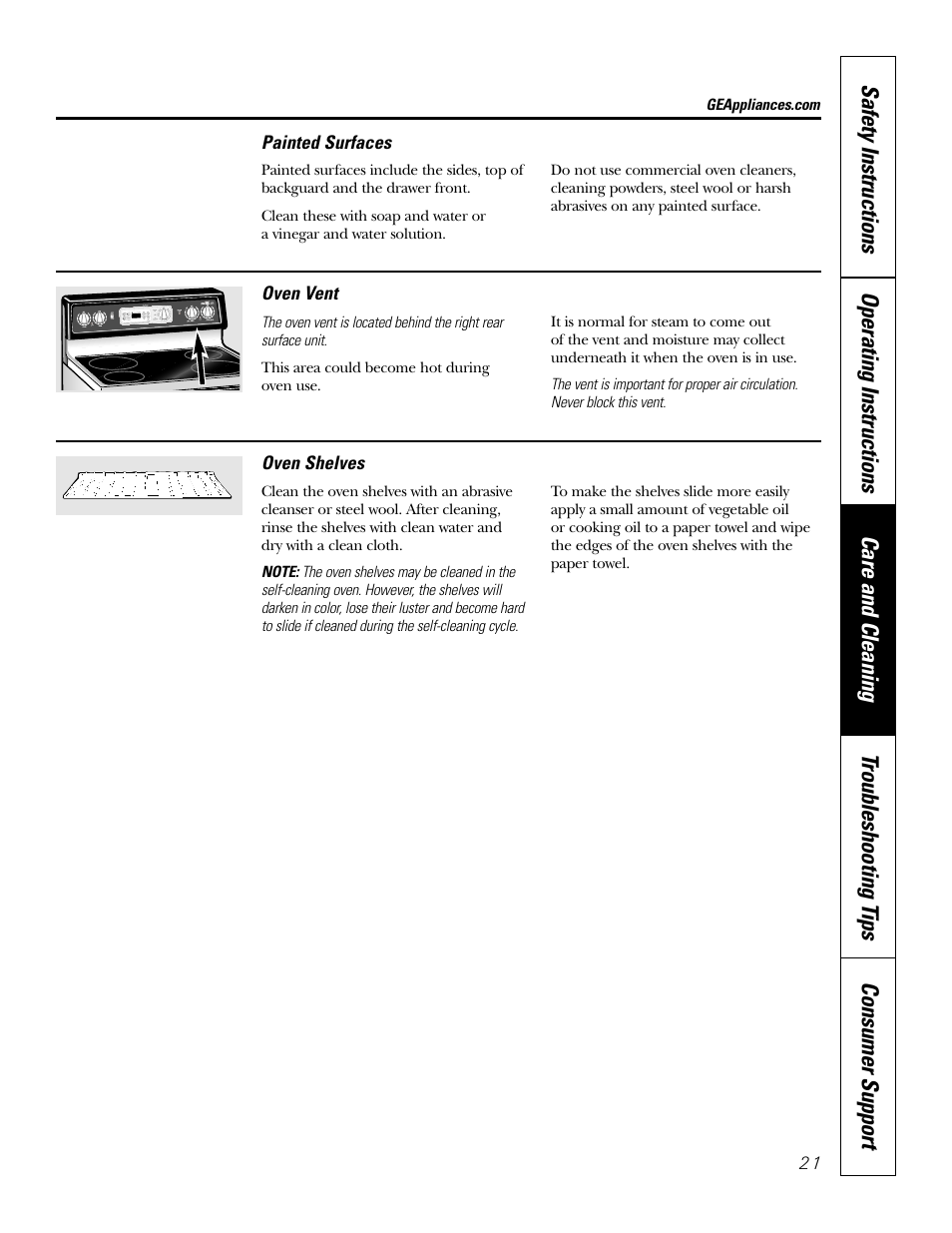 Shelves | GE EER 3000 User Manual | Page 21 / 32