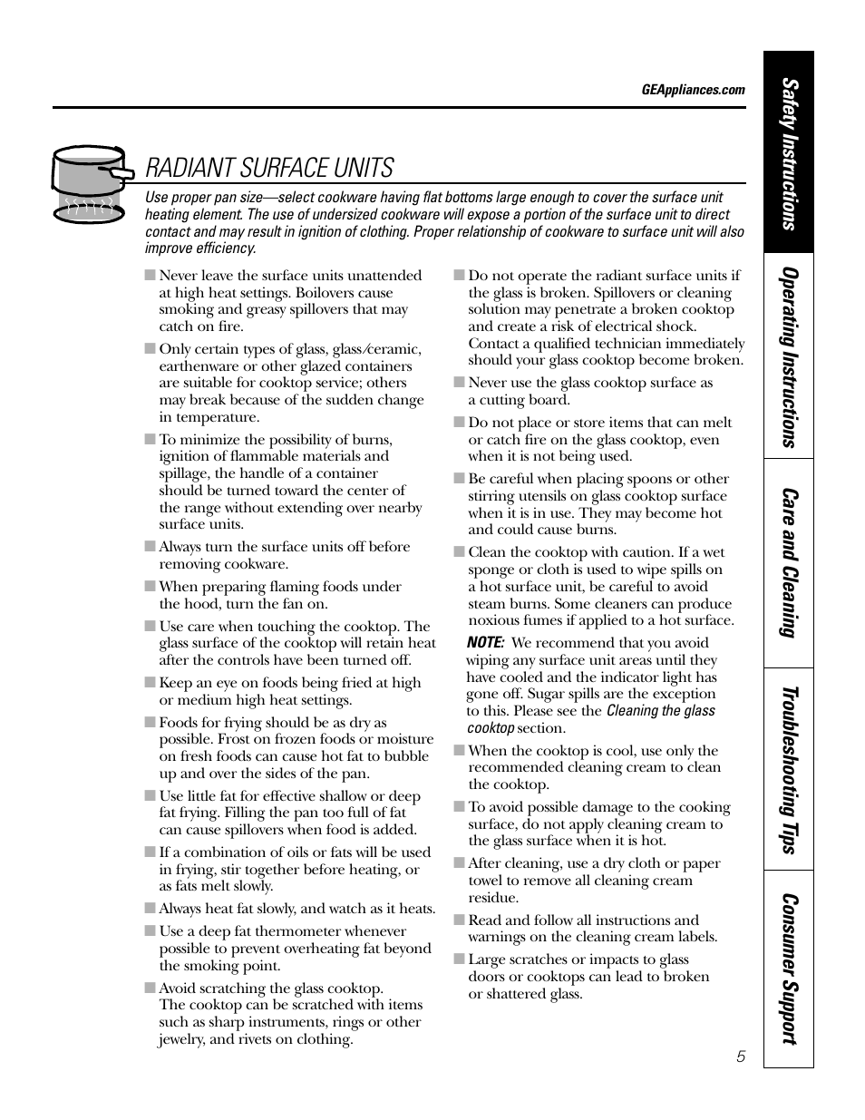 Radiant surface units | GE EER 3000 User Manual | Page 5 / 32