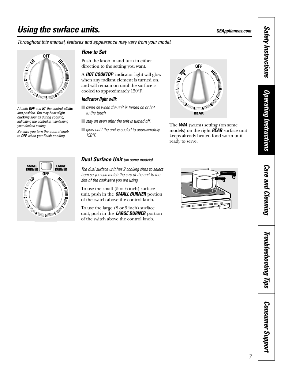 Surface units, Surface units –9, Using the surface units | GE EER 3000 User Manual | Page 7 / 32
