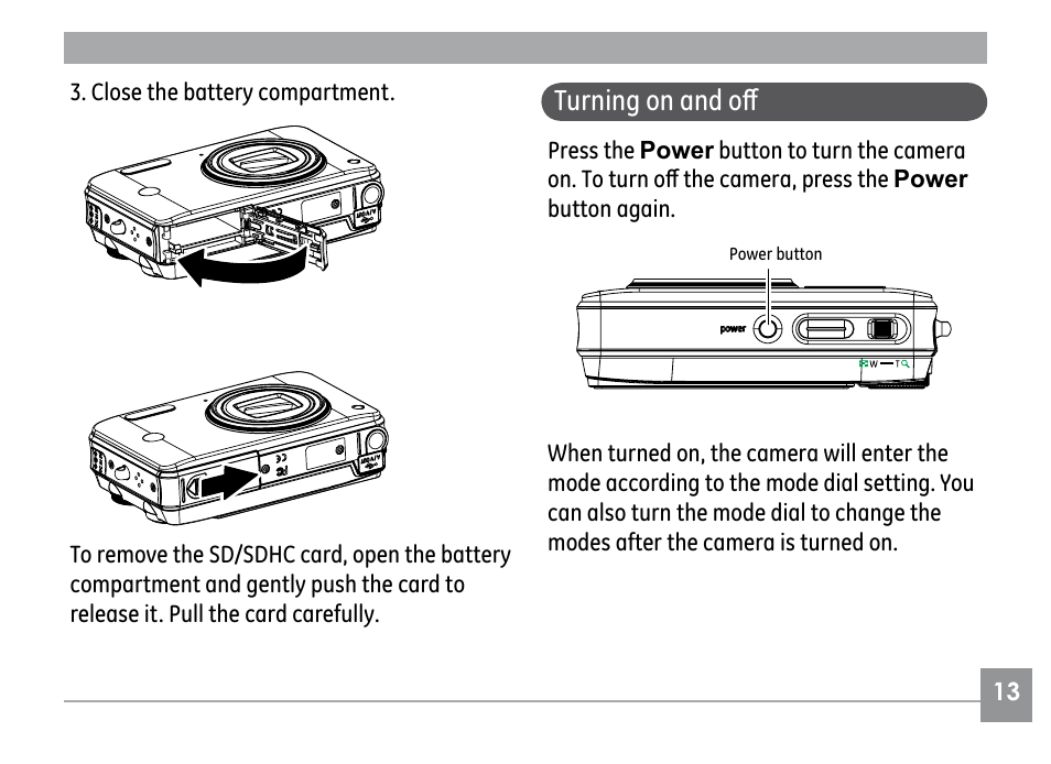 Turning on and off | GE H855 User Manual | Page 17 / 90