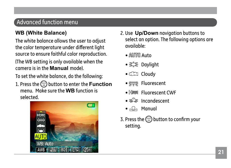 Advanced function menu | GE H855 User Manual | Page 25 / 90