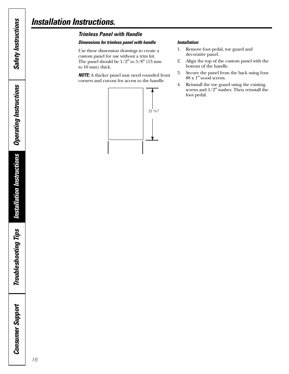 Installation instructions | GE GCG1540 User Manual | Page 16 / 20