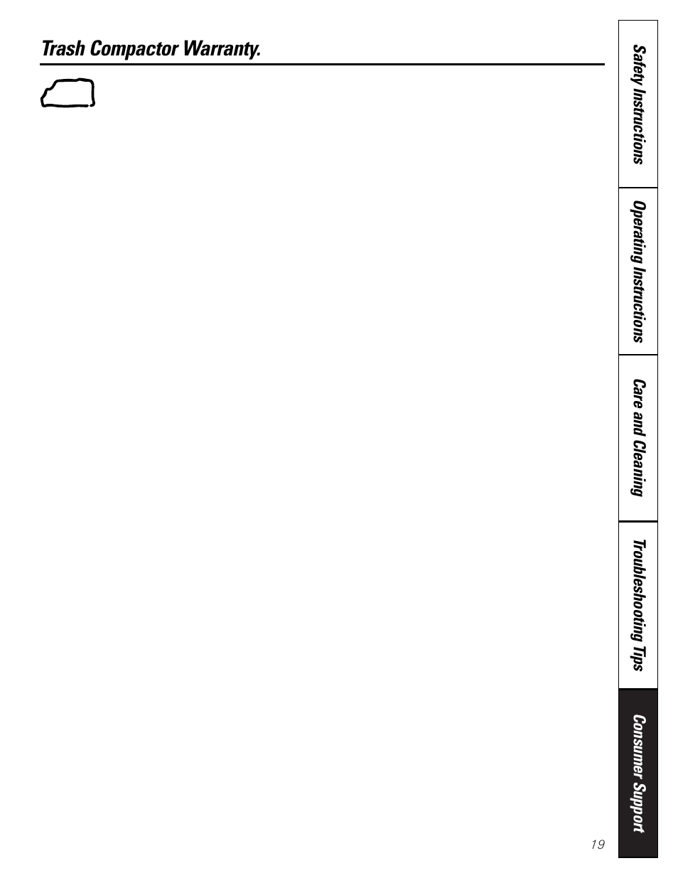 Warranty, Trash compactor warranty | GE GCG1540 User Manual | Page 19 / 20