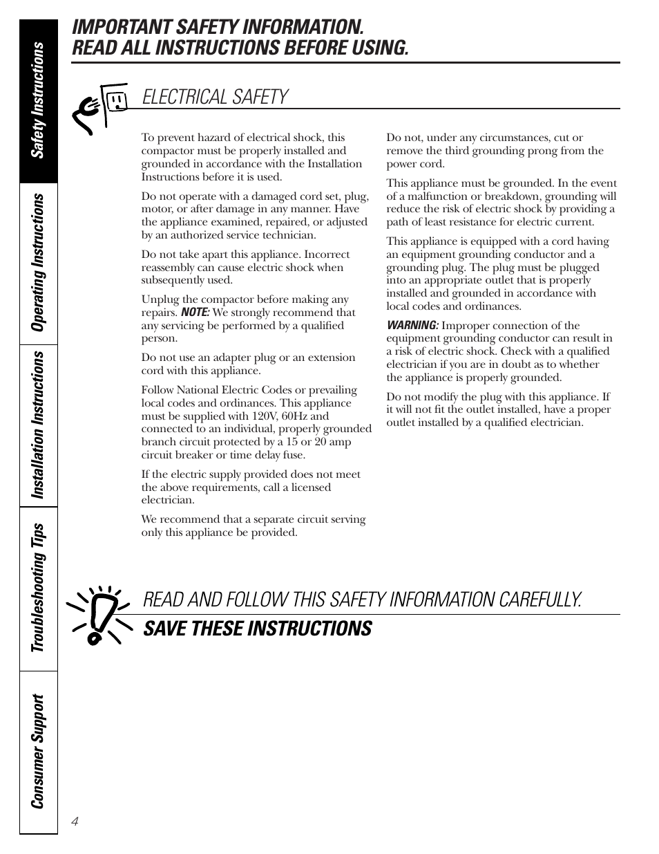 GE GCG1540 User Manual | Page 4 / 20