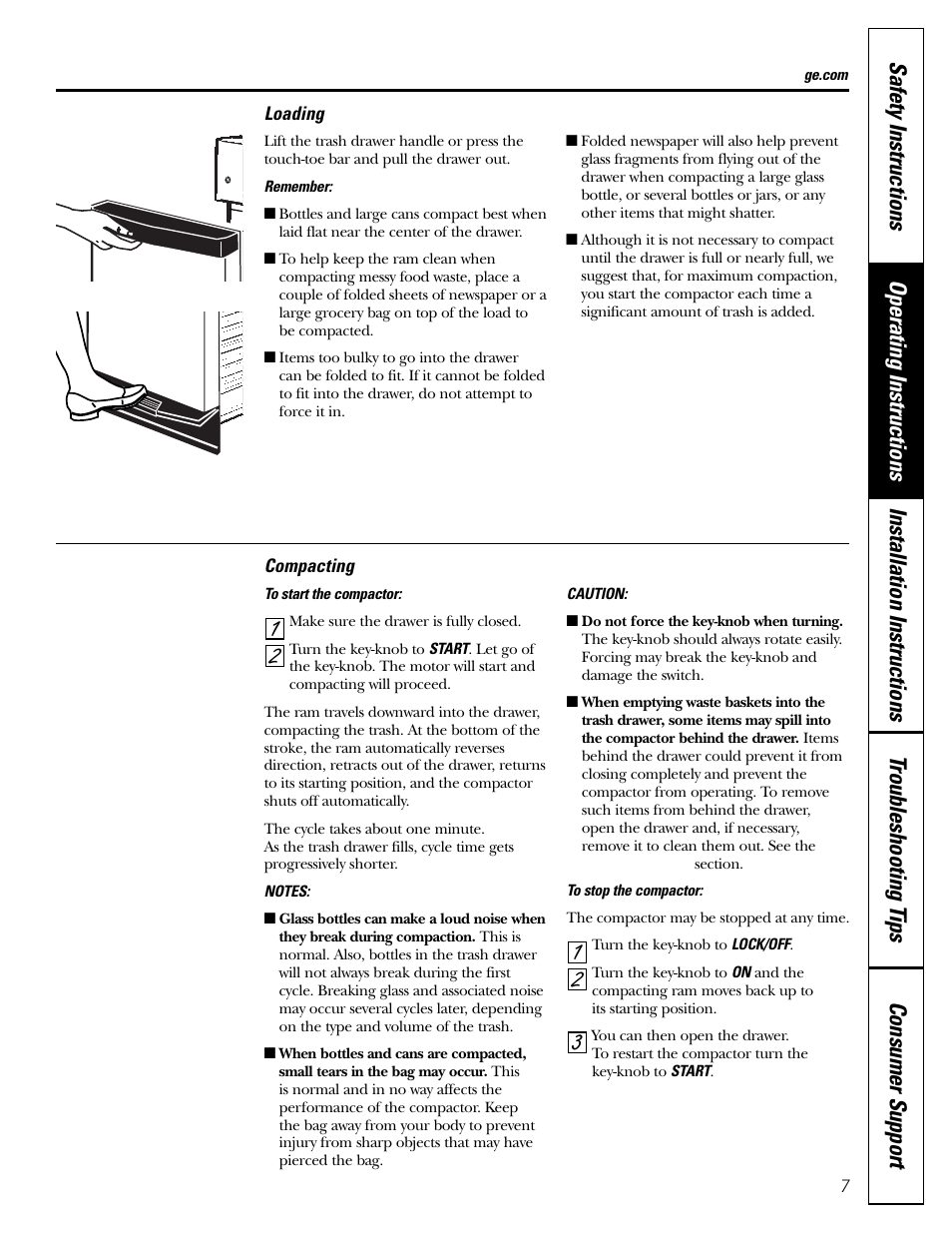 Compacting, Loading | GE GCG1540 User Manual | Page 7 / 20