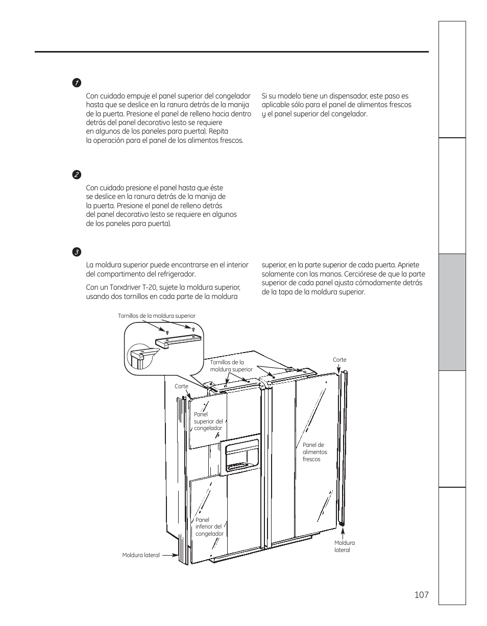 Cómo insertar los paneles de la puerta | GE 200D8074P050 User Manual | Page 107 / 132