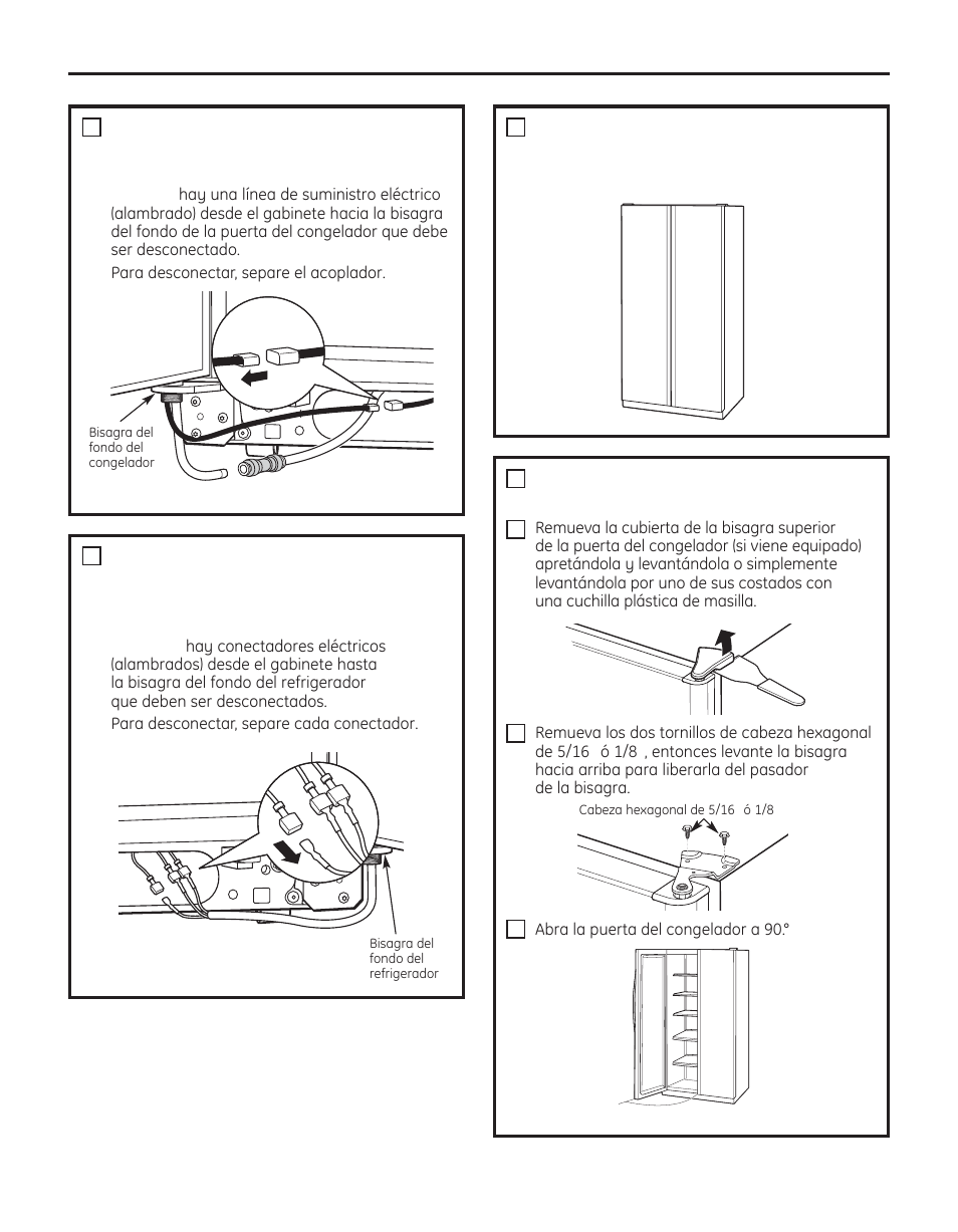 Instrucciones para la instalación, Remueva la puerta del congelador | GE 200D8074P050 User Manual | Page 111 / 132