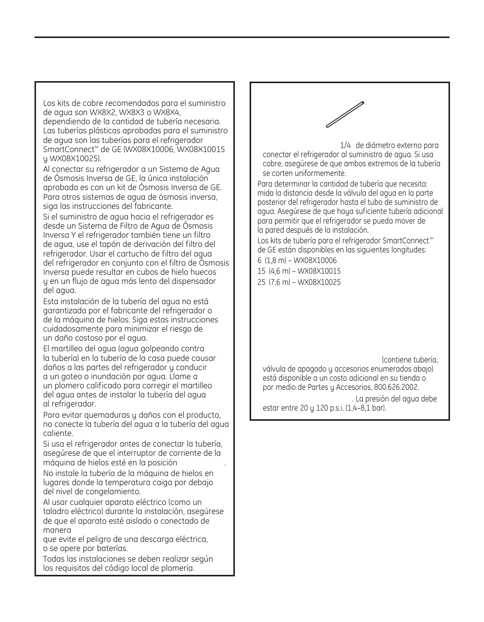 Instalación de la linea de agua, Cómo instalar la tubería del agua, Instrucciones para la instalación | Modelos con máquina de hielos y dispensador), Antes de iniciar, Qué necesita | GE 200D8074P050 User Manual | Page 118 / 132