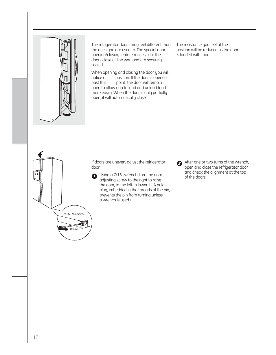 Refrigerator doors, About the refrigerator doors | GE 200D8074P050 User Manual | Page 12 / 132