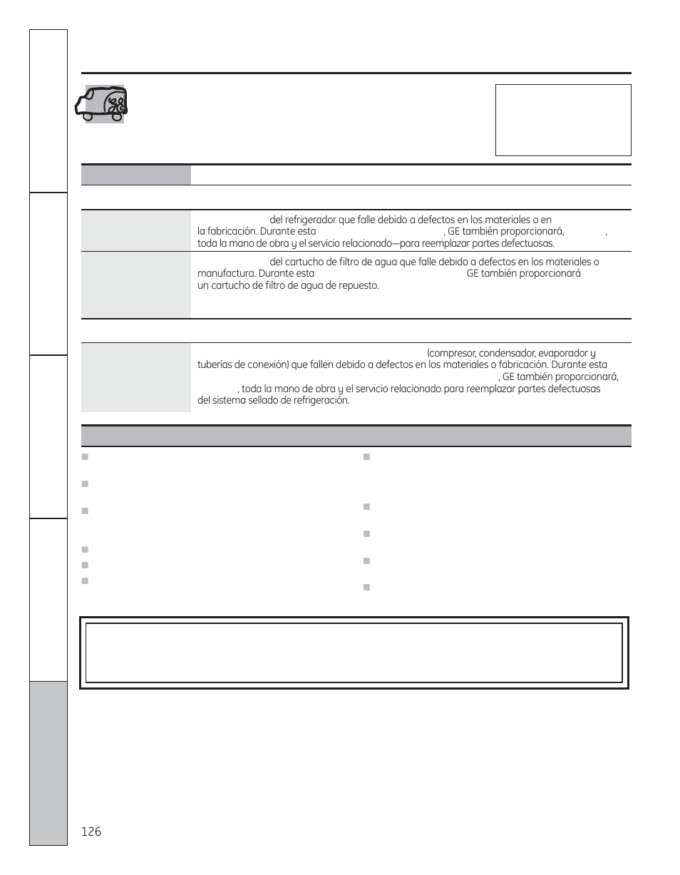 Servicio al consumidor, Garantía, Garantía del refrigerador | GE 200D8074P050 User Manual | Page 126 / 132