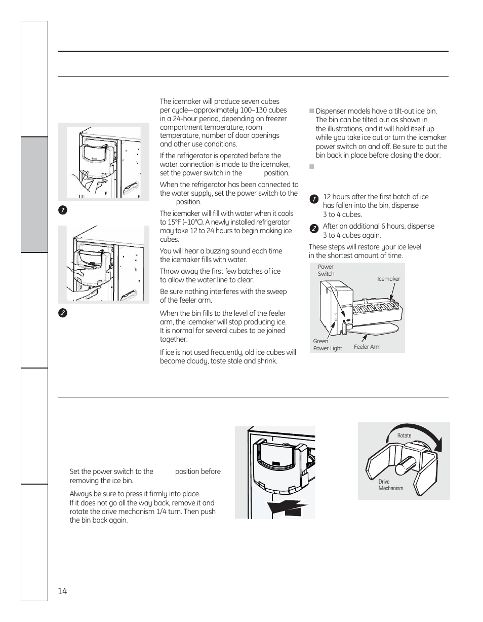 Operating instructions, Automatic icemaker, About the automatic icemaker | GE 200D8074P050 User Manual | Page 14 / 132