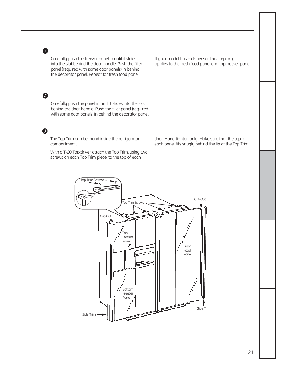 Inserting the door panels | GE 200D8074P050 User Manual | Page 21 / 132