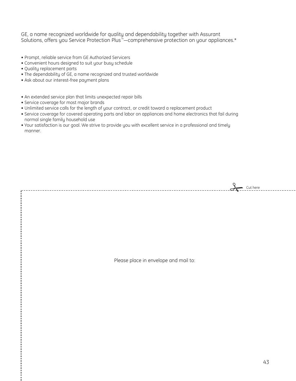 Product registration, Ge service protection plus | GE 200D8074P050 User Manual | Page 43 / 132