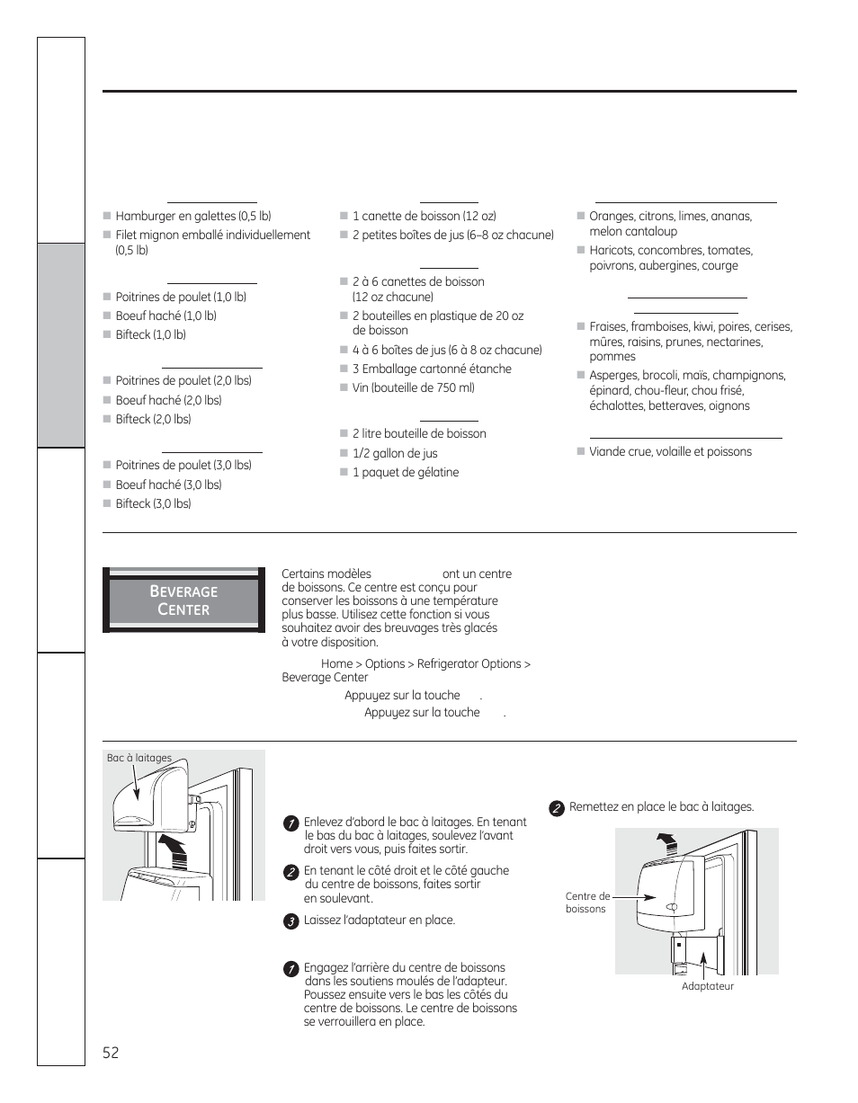 Au sujet de customcool, Sur certains modèles) | GE 200D8074P050 User Manual | Page 52 / 132