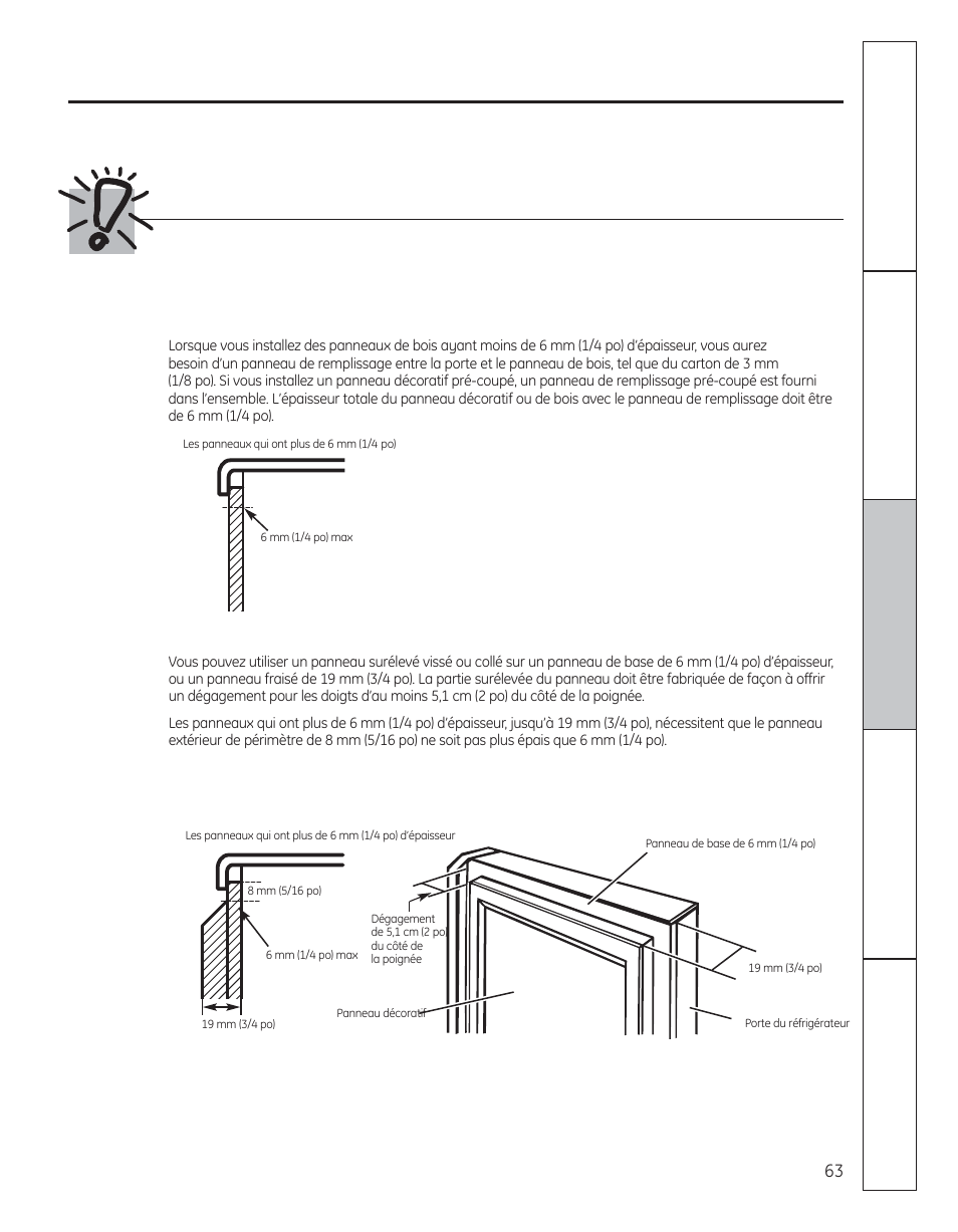 Ensembles de moulures et de panneaux décoratifs, Avant de commencer | GE 200D8074P050 User Manual | Page 63 / 132