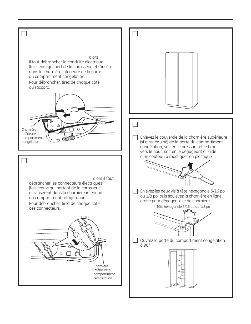 Instructions d’installation, Enlevez la porte du compartiment congélation | GE 200D8074P050 User Manual | Page 69 / 132