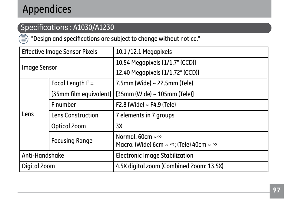 Appendices | GE G SERIES E840S User Manual | Page 101 / 115