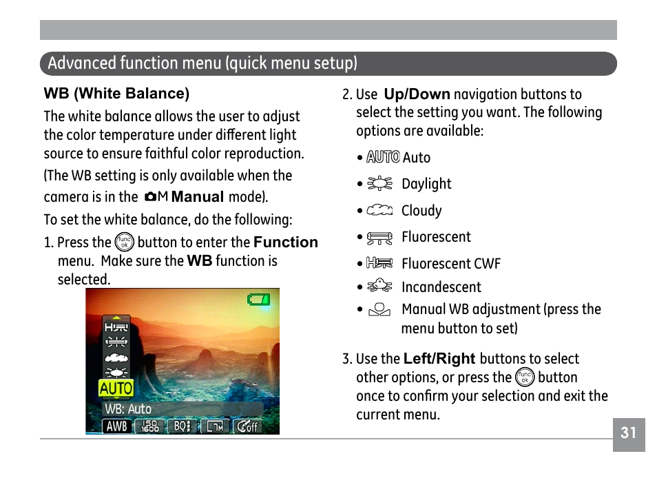Advanced function menu (quick menu setup) | GE G SERIES E840S User Manual | Page 35 / 115