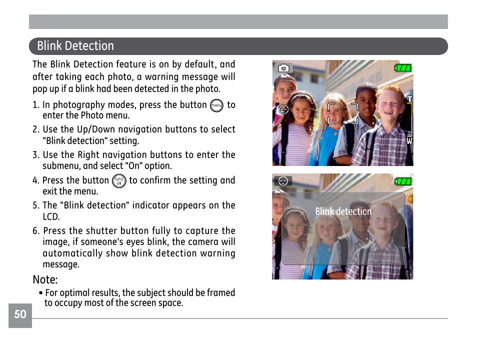 Blink detection | GE G SERIES E840S User Manual | Page 54 / 115