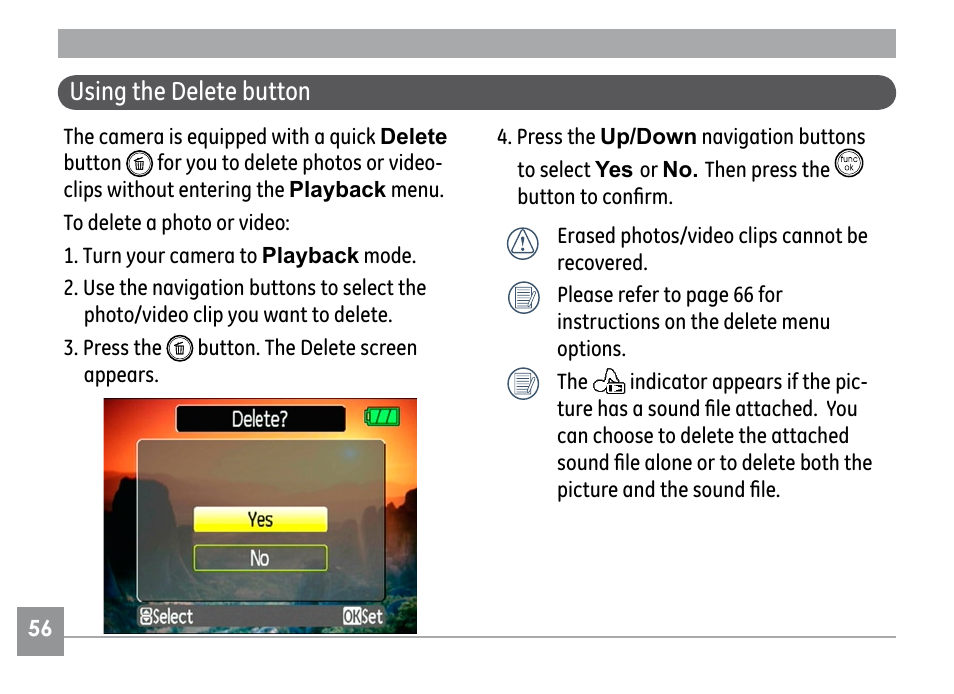 Using the delete button | GE G SERIES E840S User Manual | Page 60 / 115