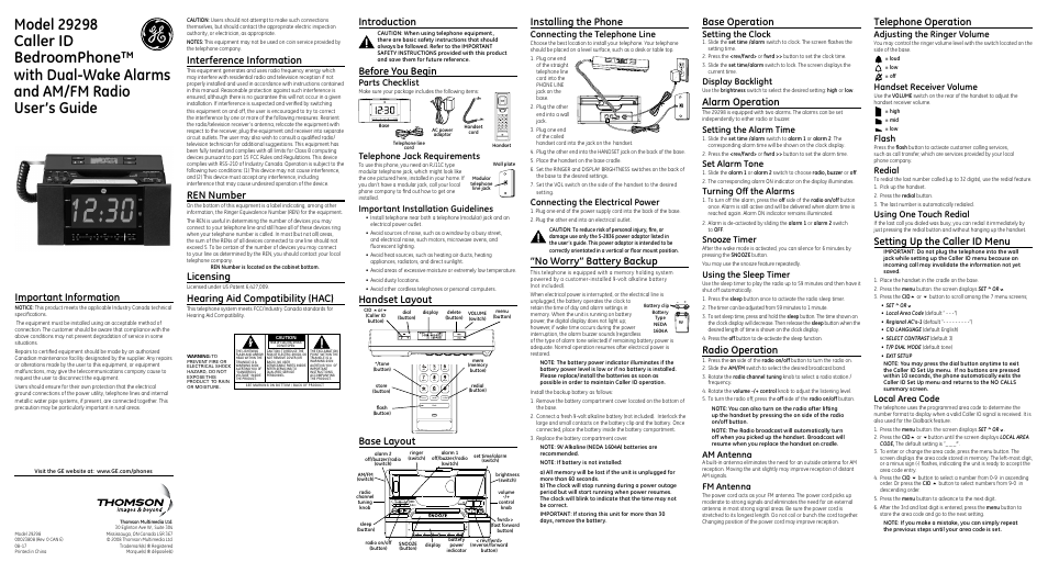 GE 29298 User Manual | 2 pages