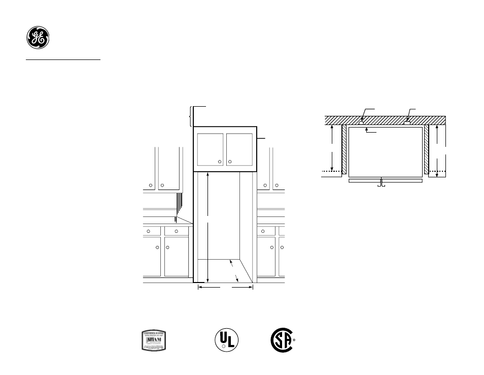 Gsc23lgq – ge, 7 cu. ft. customstyle, Side-by-side refrigerator with dispenser | Ge appliances, Rough-in dimensions | GE CustomStyle GSC23LGQBB User Manual | Page 2 / 3