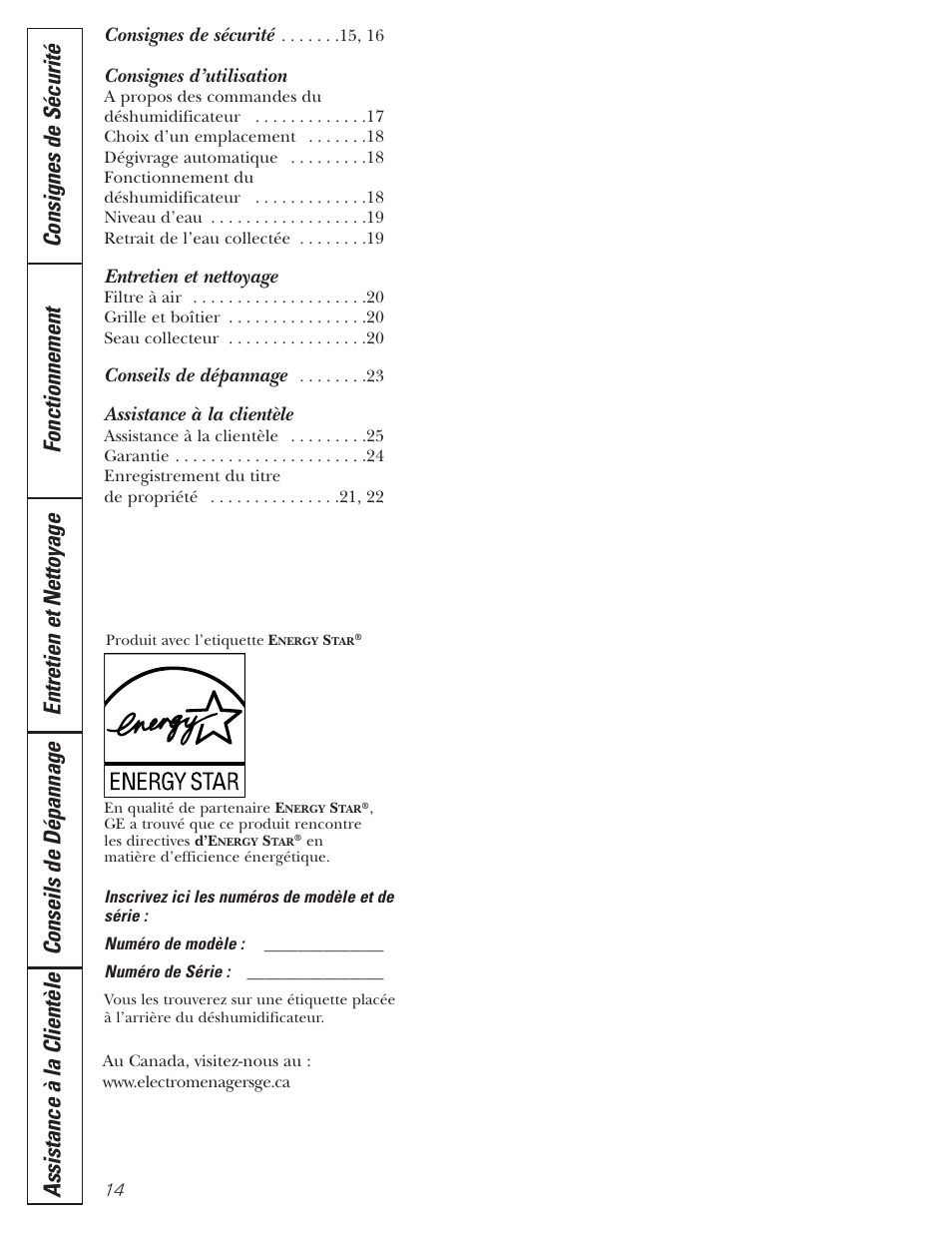 French, Consignes d’utilisation, Entretien et nettoyage | Assistance à la clientèle, Consignes de sécurité, Conseils de dépannage | GE AHW30 User Manual | Page 14 / 36