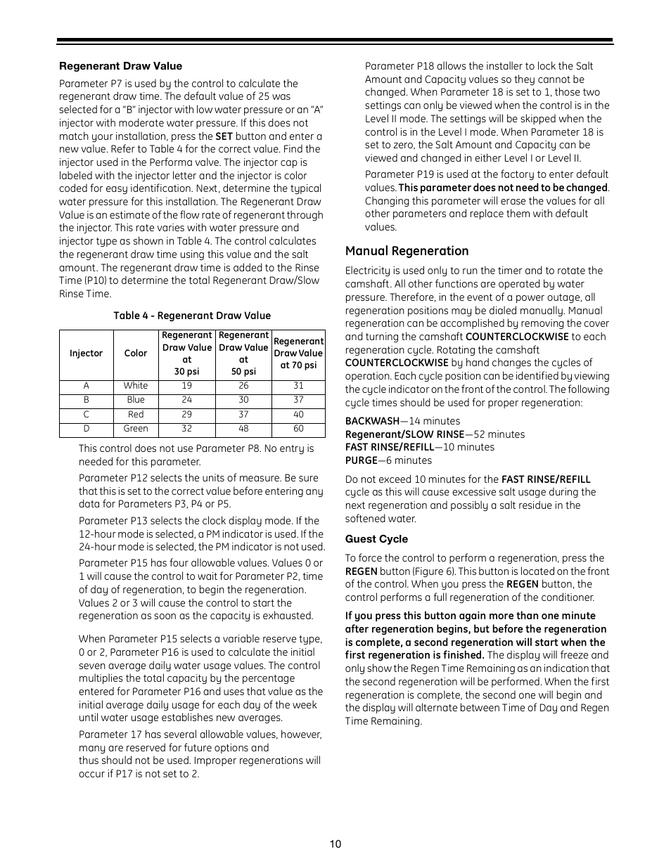 Manual regeneration | GE Autotrol Performa ProSoft 960 Series User Manual | Page 10 / 32