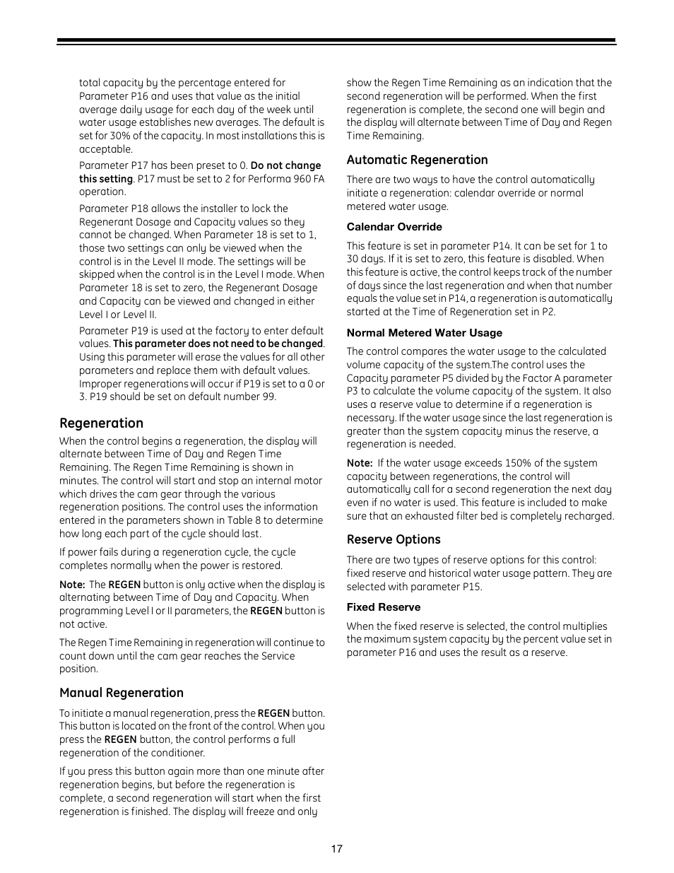 Regeneration | GE Autotrol Performa ProSoft 960 Series User Manual | Page 17 / 32