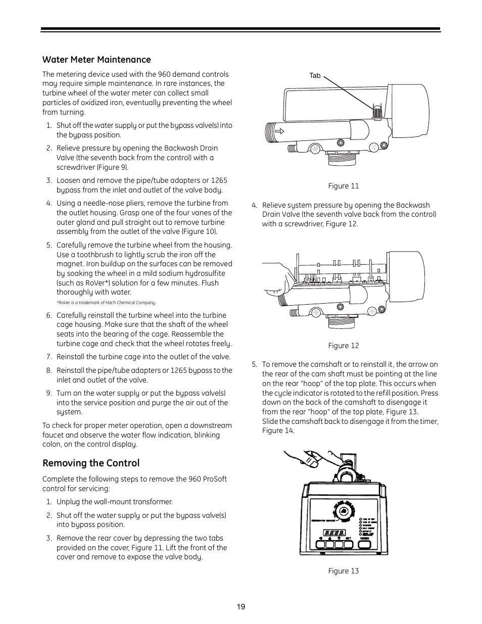 Removing the control | GE Autotrol Performa ProSoft 960 Series User Manual | Page 19 / 32