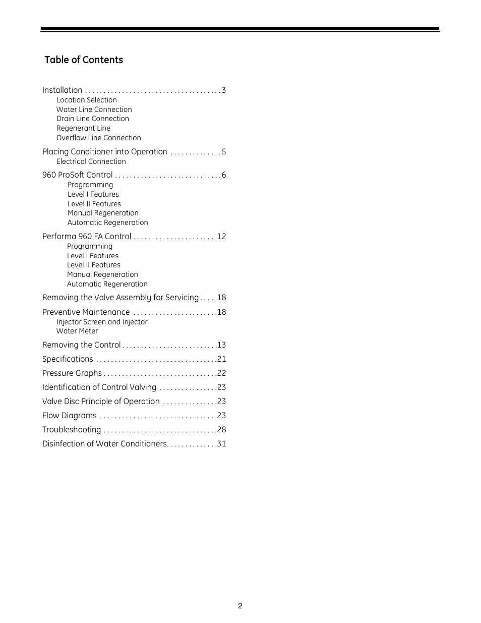 GE Autotrol Performa ProSoft 960 Series User Manual | Page 2 / 32