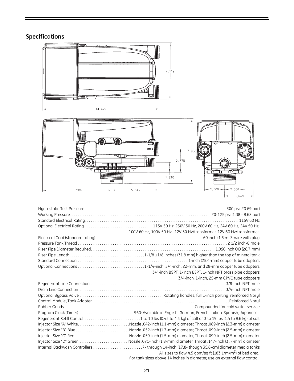 Specifications | GE Autotrol Performa ProSoft 960 Series User Manual | Page 21 / 32