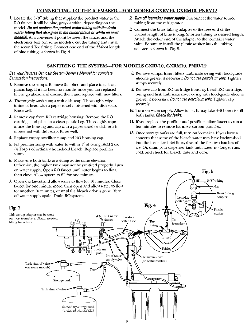 Fig. 3, Washer | GE SmartWater PNRV12 User Manual | Page 2 / 6