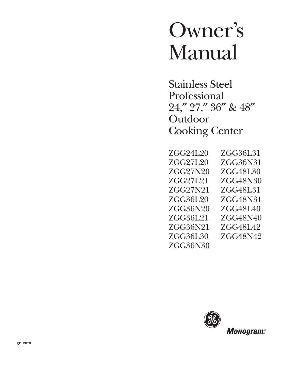 GE ZGG48N42 User Manual | 32 pages