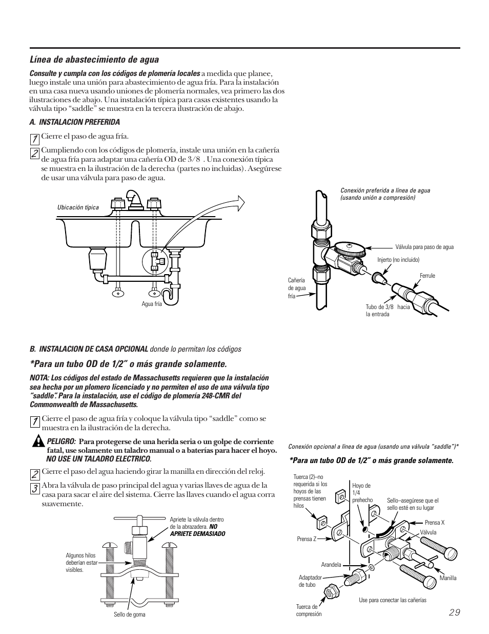 Abastecimiento de agua | GE SMARTWATER GX1S15C User Manual | Page 29 / 36