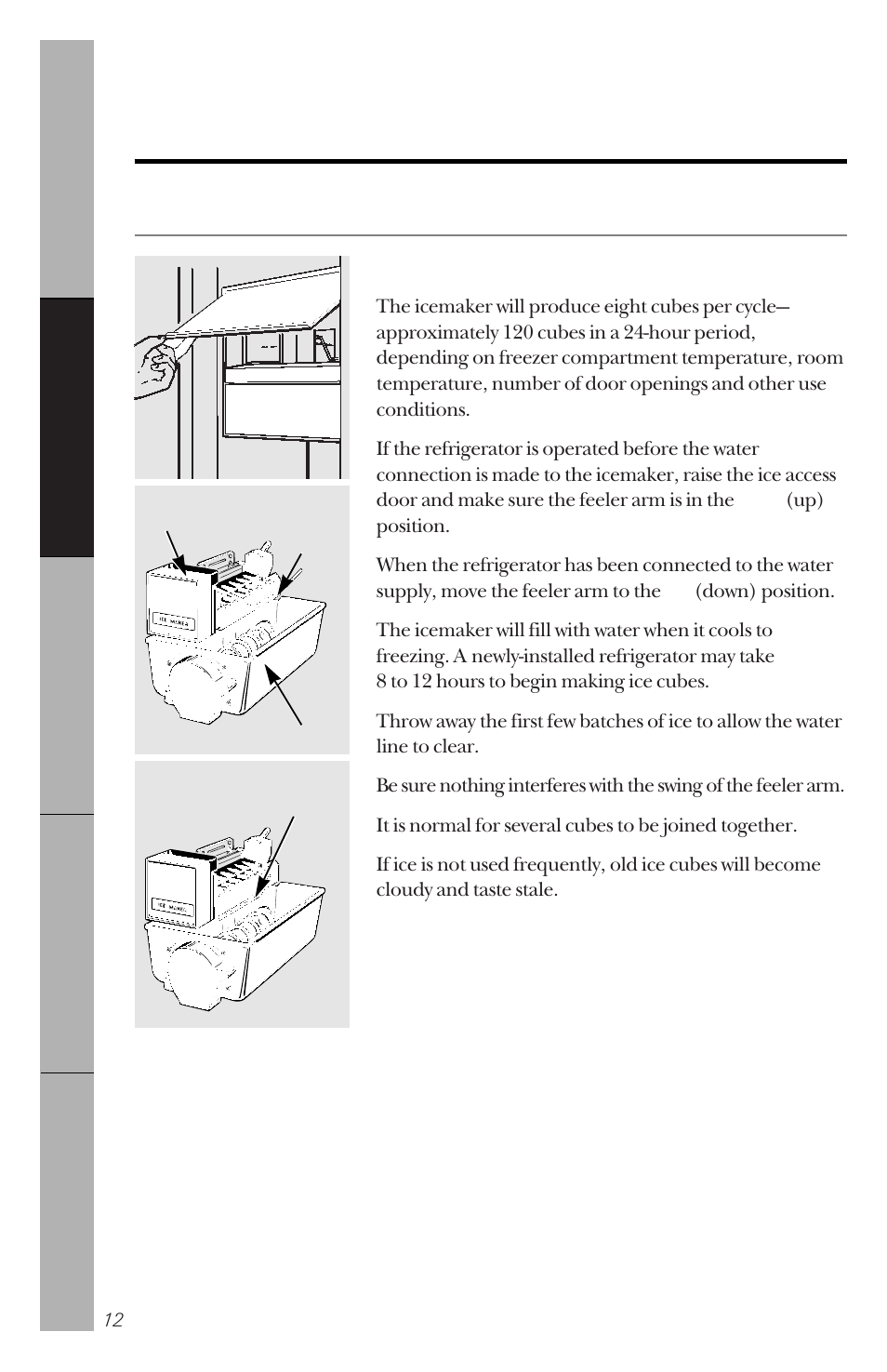 Automatic icemaker, About the automatic icemaker | GE 162D3941P005 User Manual | Page 12 / 112