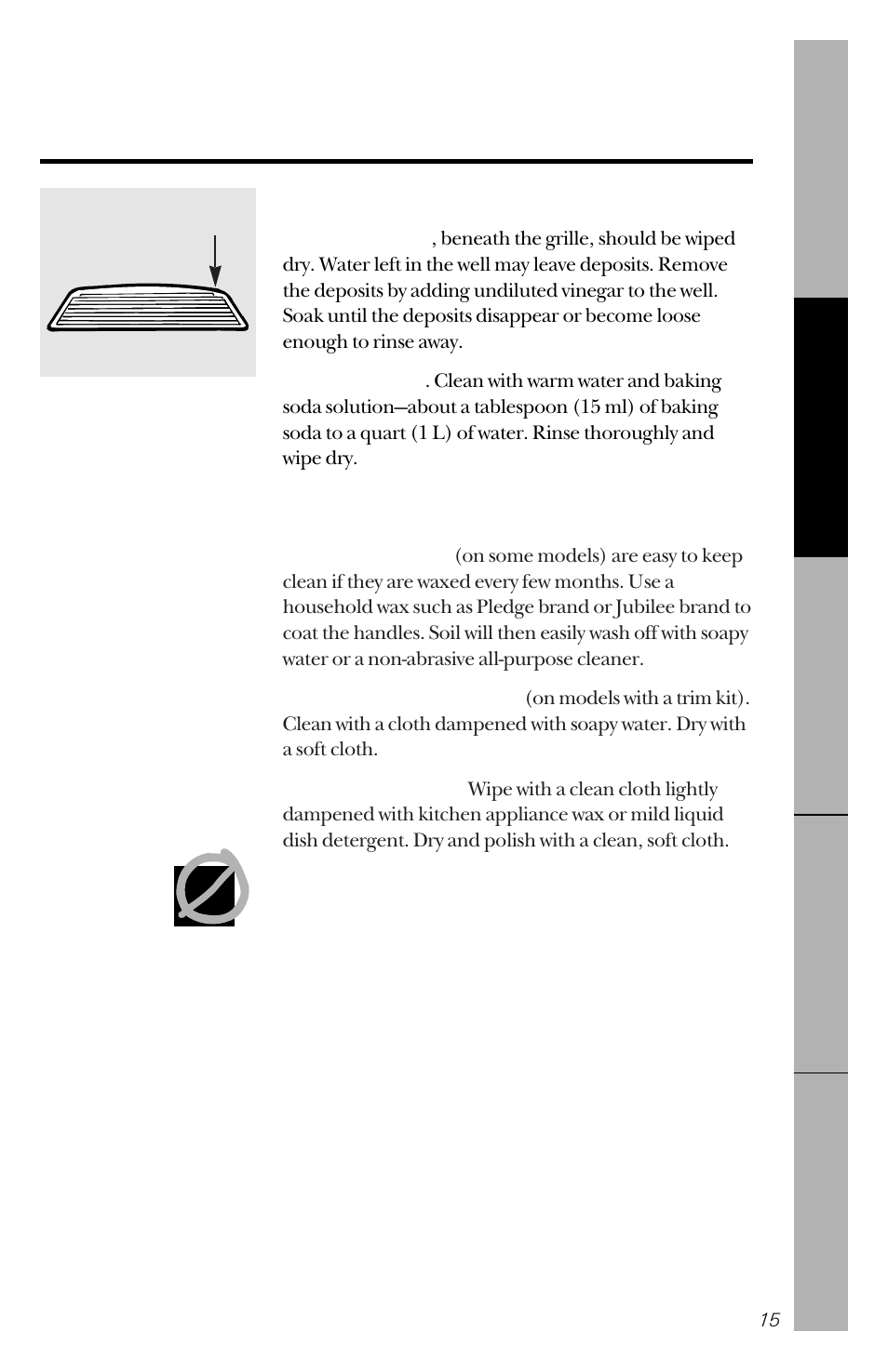 Care and cleaning, Care and cleaning –17, Care and cleaning of the refrigerator | GE 162D3941P005 User Manual | Page 15 / 112