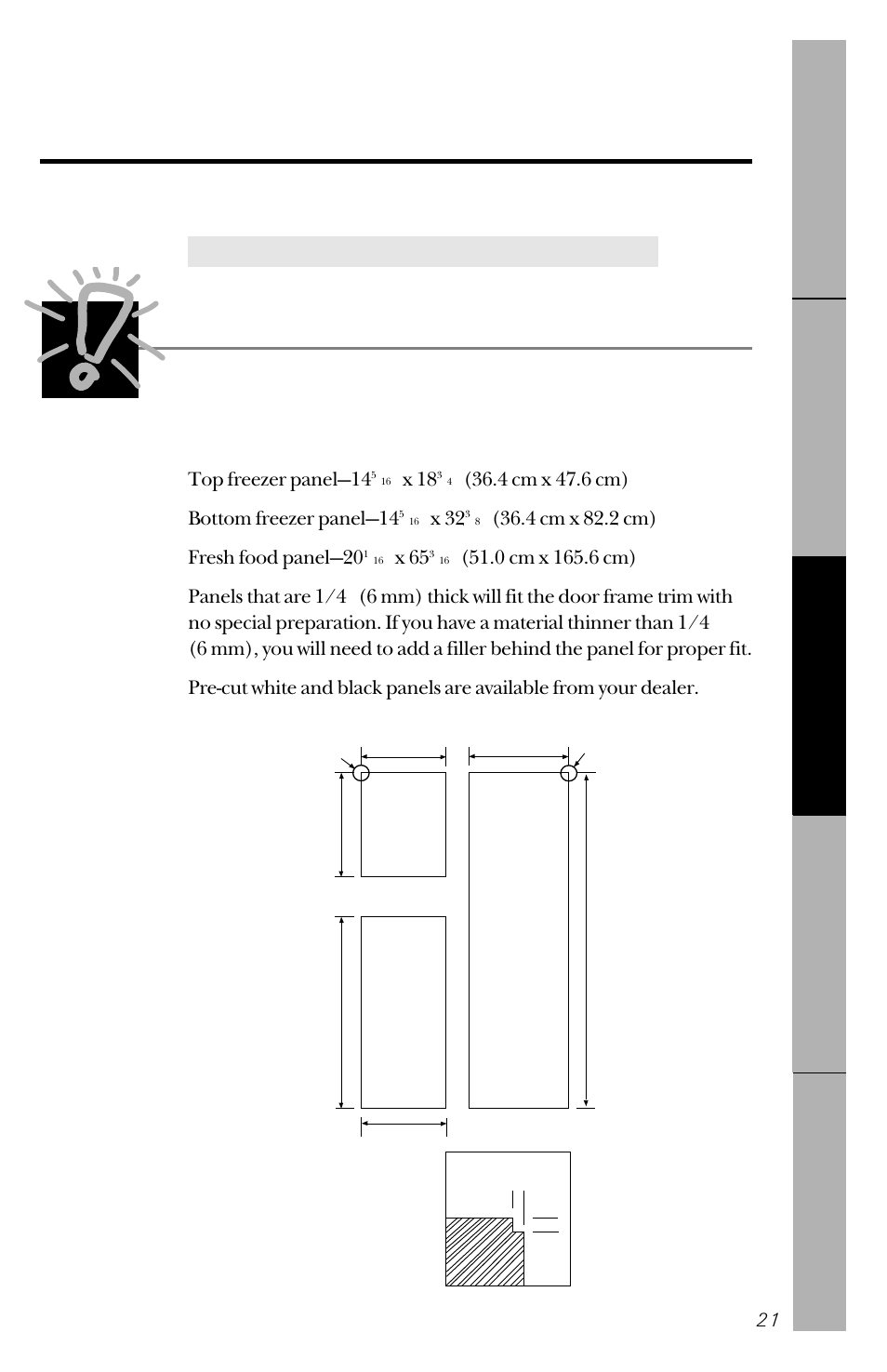 Door panels, Door panels –23, Adding door panels | Before you begin, Read these instructions completely and carefully, On models with a trim kit | GE 162D3941P005 User Manual | Page 21 / 112