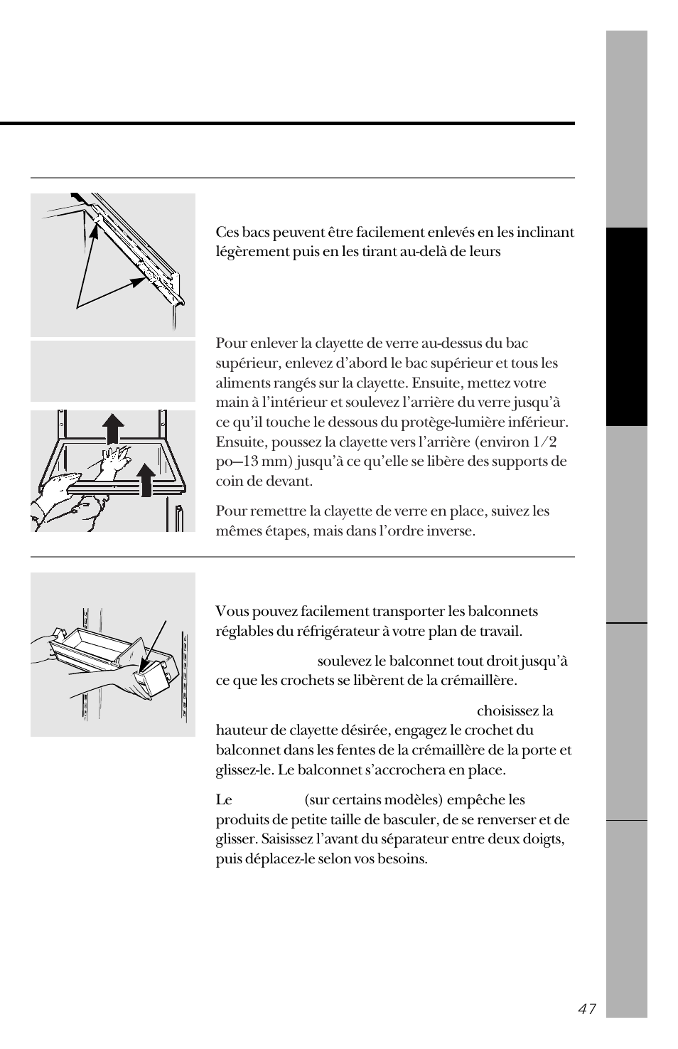 Balconnets sur la porte du réfrigérateur | GE 162D3941P005 User Manual | Page 47 / 112