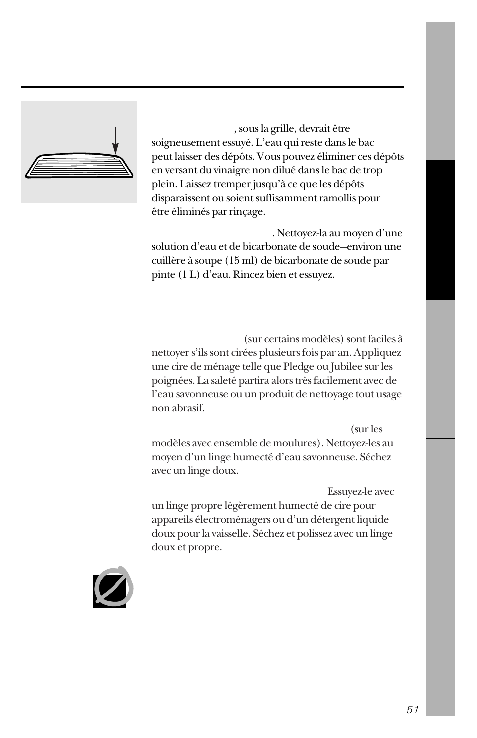 Entretien et nettoyage du réfrigérateur | GE 162D3941P005 User Manual | Page 51 / 112