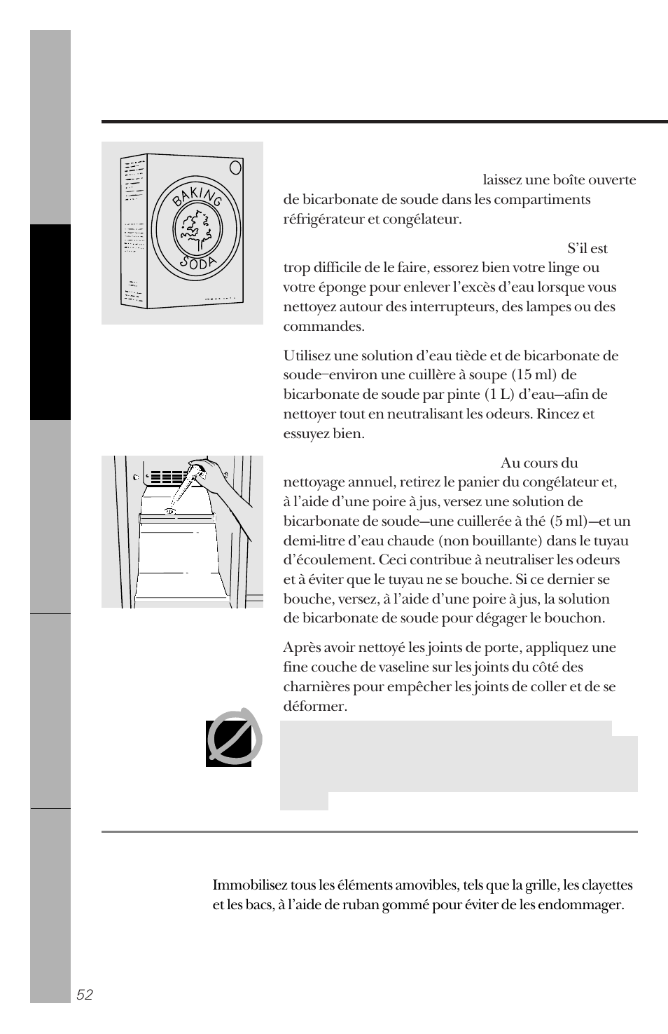 Entretien et nettoyage du réfrigérateur | GE 162D3941P005 User Manual | Page 52 / 112