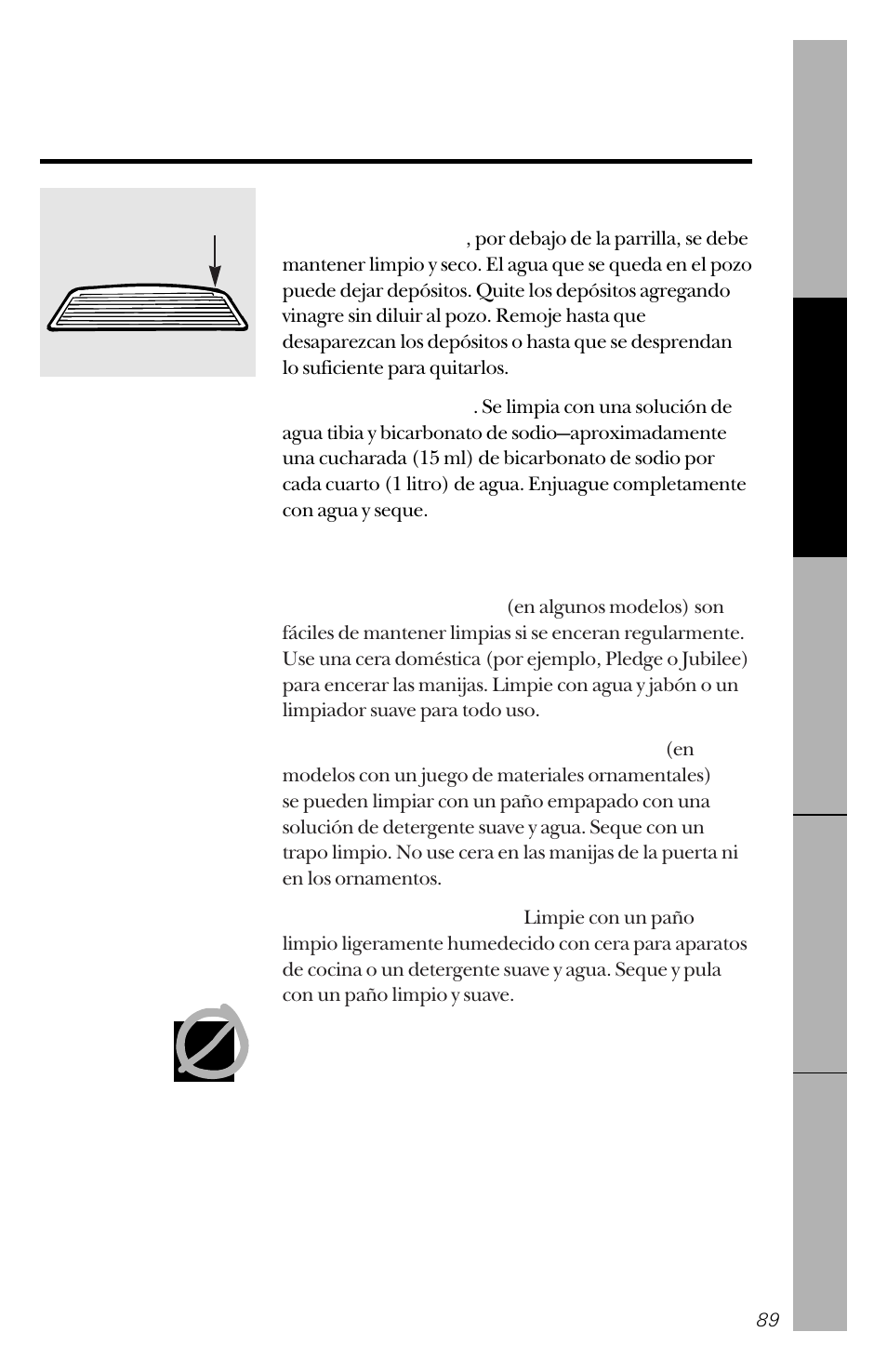 Cuidado y limpieza del refrigerador | GE 162D3941P005 User Manual | Page 89 / 112