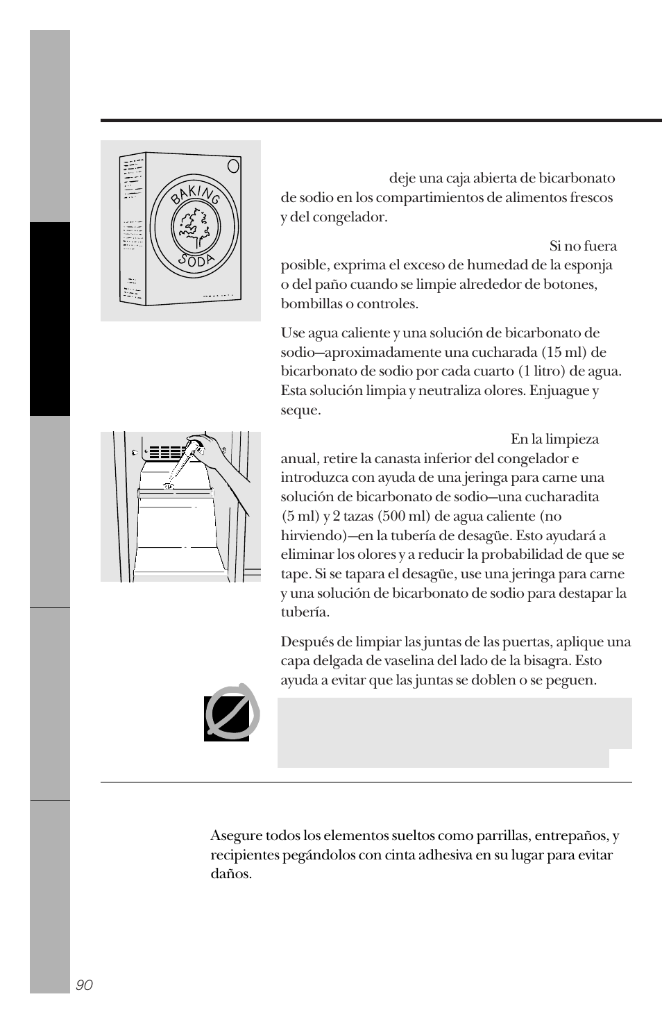 Cuidado y limpieza del refrigerador | GE 162D3941P005 User Manual | Page 90 / 112