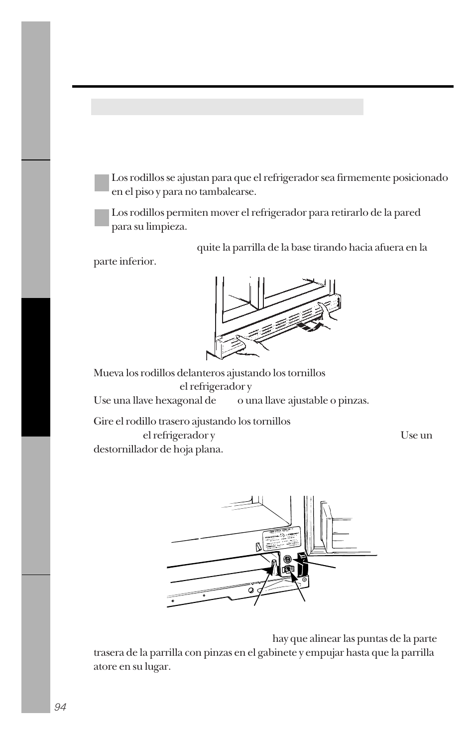 Preparación para instalar el refrigerador | GE 162D3941P005 User Manual | Page 94 / 112