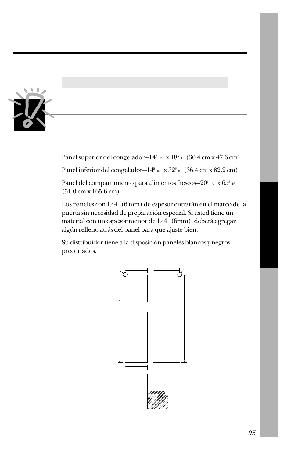 Cómo agregar paneles en las puertas, Antes de que empiece, Lea las instrucciones completamente y debidamente | En modelos con juego de ornamentos, Panel superior del congelador—14, X 18, X 32, X 65 | GE 162D3941P005 User Manual | Page 95 / 112