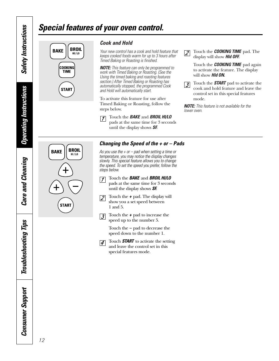 Special features of your oven control | GE JRP28 User Manual | Page 12 / 28