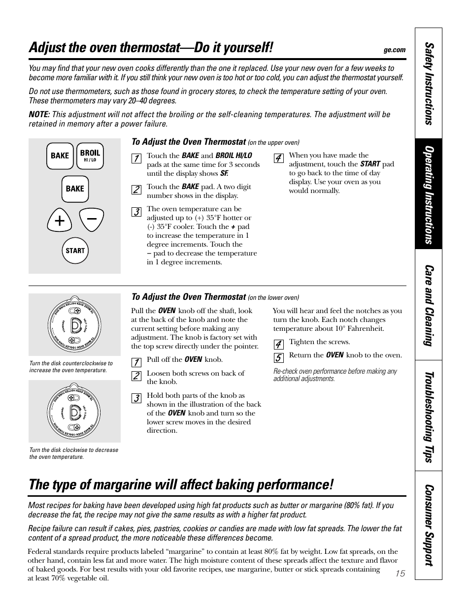 Thermostat, Adjust the oven thermostat—do it yourself | GE JRP28 User Manual | Page 15 / 28