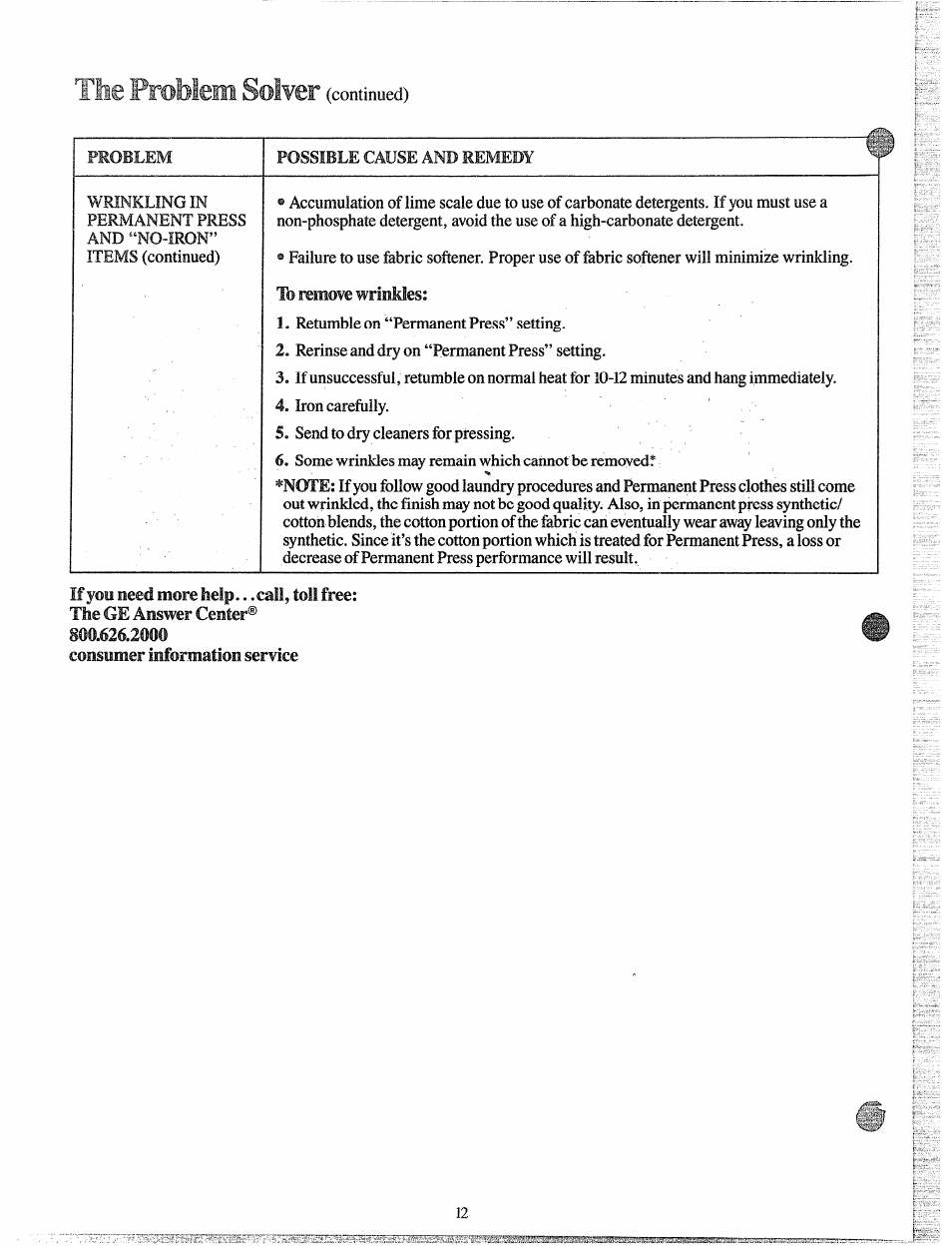 The promem solver | GE DDE0580G User Manual | Page 12 / 15