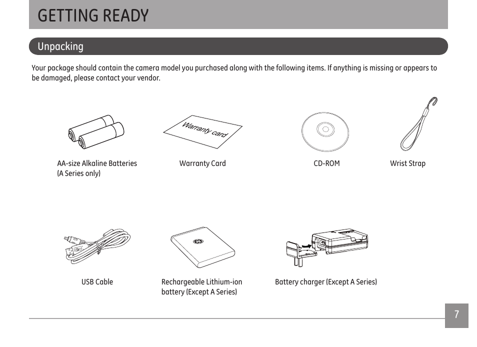 Getting ready | GE A Series : A1255 User Manual | Page 10 / 93